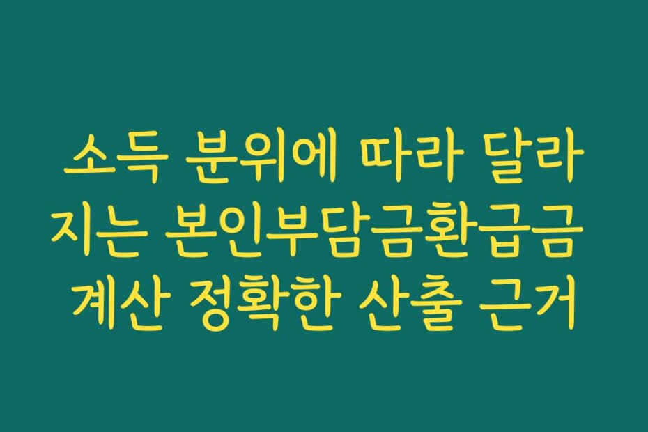 소득 분위에 따라 달라지는 본인부담금환급금 계산 정확한 산출 근거
