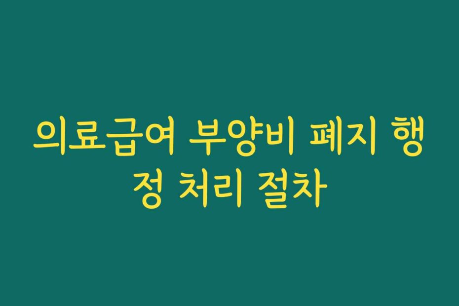 의료급여 부양비 폐지 행정 처리 절차