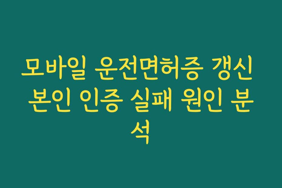 모바일 운전면허증 갱신 본인 인증 실패 원인 분석