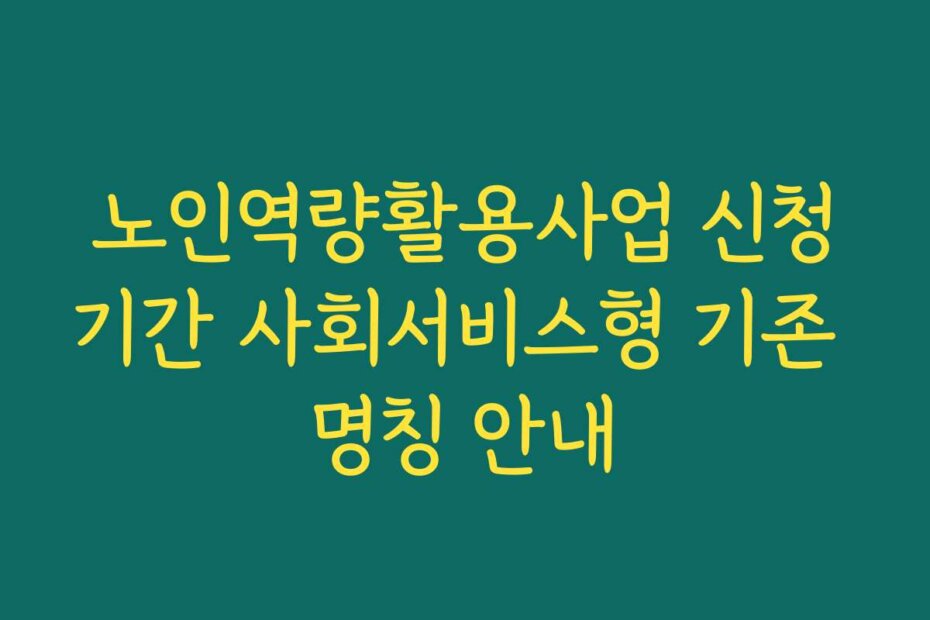 노인역량활용사업 신청기간 사회서비스형 기존 명칭 안내