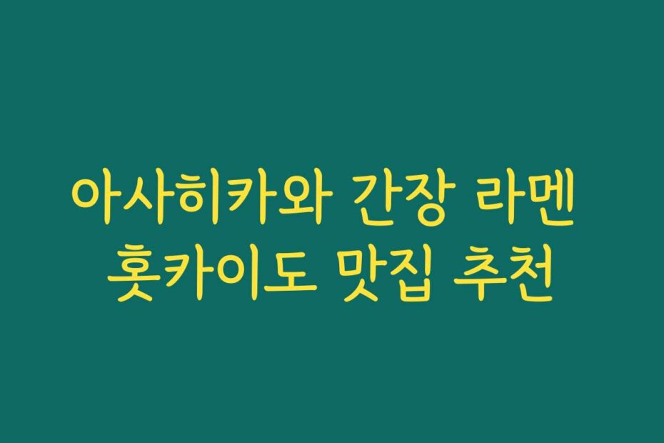 아사히카와 간장 라멘 홋카이도 맛집 추천
