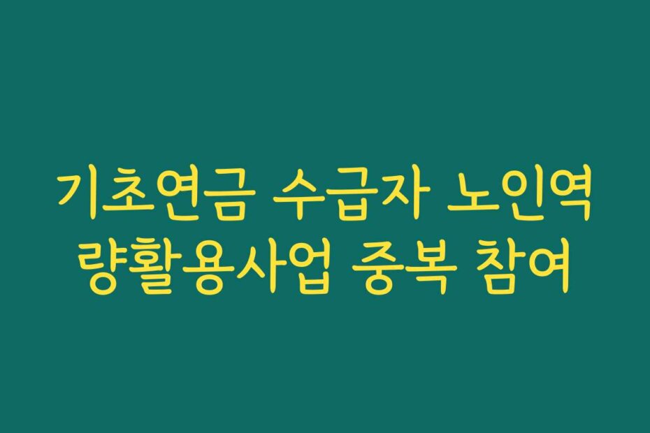 기초연금 수급자 노인역량활용사업 중복 참여
