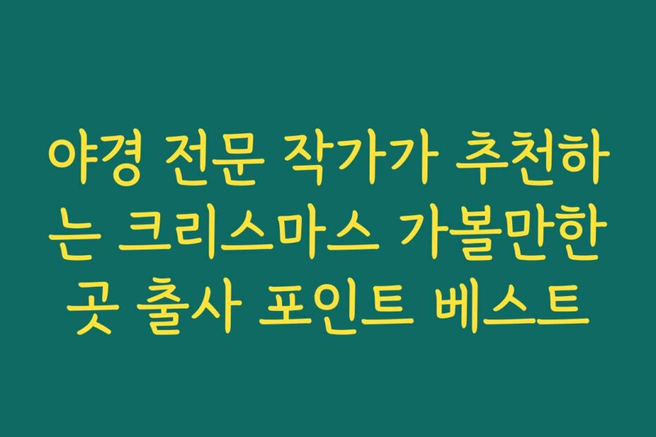 야경 전문 작가가 추천하는 크리스마스 가볼만한곳 출사 포인트 베스트