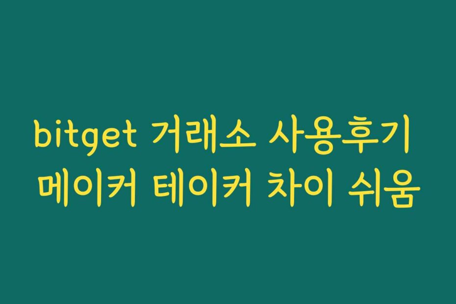 bitget 거래소 사용후기 메이커 테이커 차이 쉬움