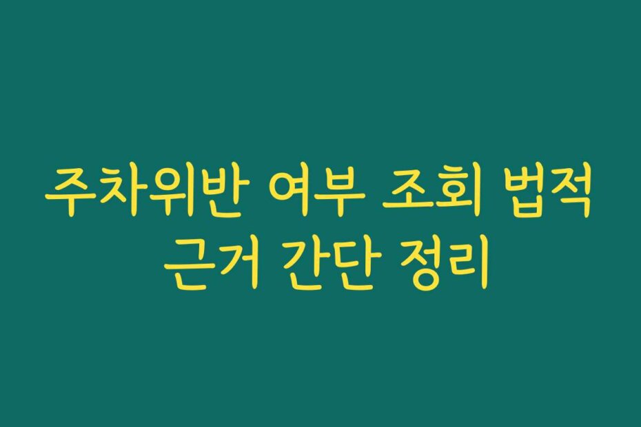 주차위반 여부 조회 법적 근거 간단 정리
