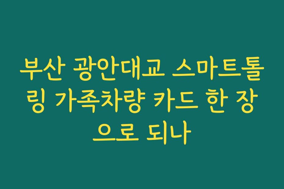 부산 광안대교 스마트톨링 가족차량 카드 한 장으로 되나
