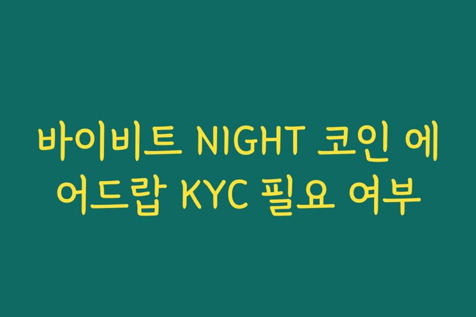 바이비트 NIGHT 코인 에어드랍 KYC 필요 여부