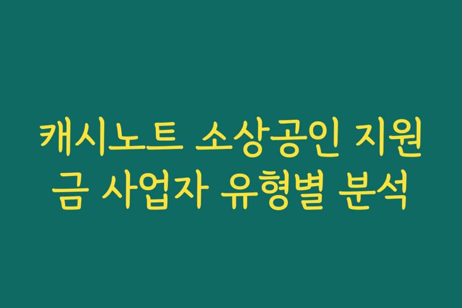 캐시노트 소상공인 지원금 사업자 유형별 분석