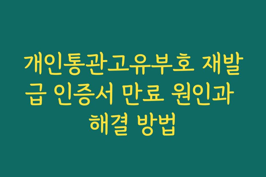 개인통관고유부호 재발급 인증서 만료 원인과 해결 방법
