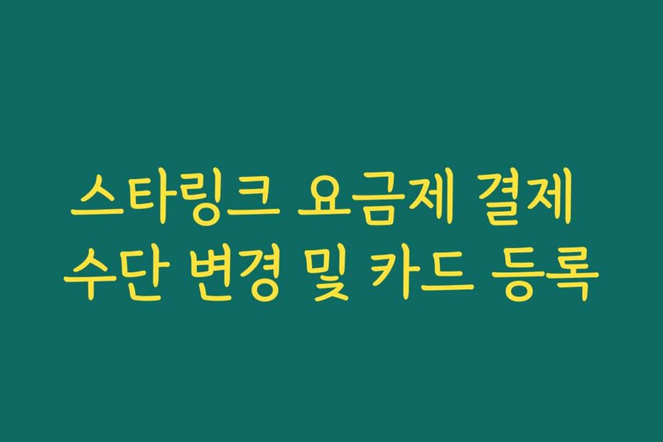 스타링크 요금제 결제 수단 변경 및 카드 등록