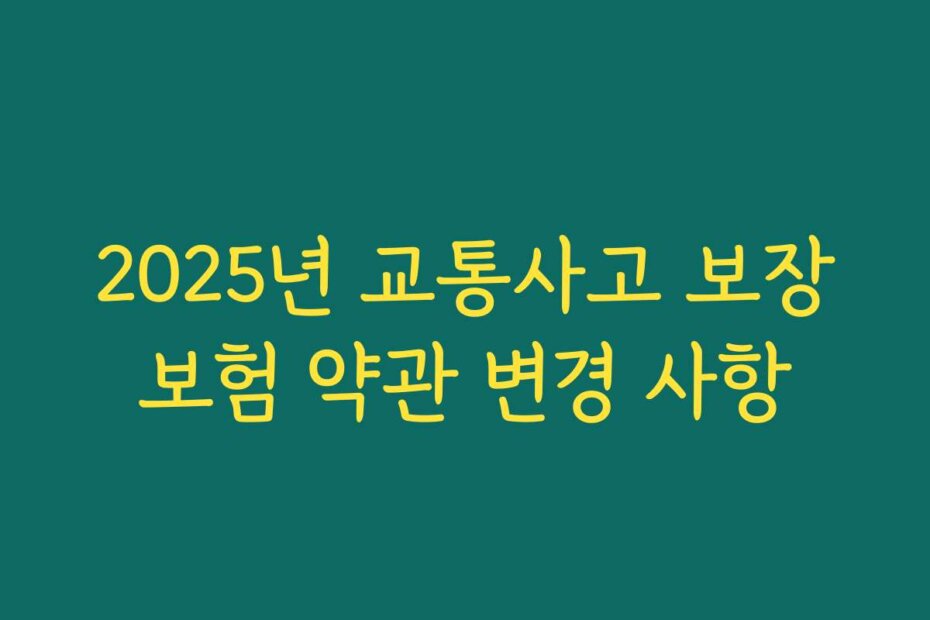 2025년 교통사고 보장보험 약관 변경 사항