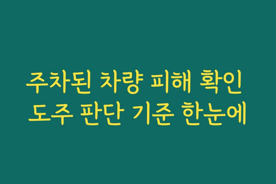 주차된 차량 피해 확인 도주 판단 기준 한눈에