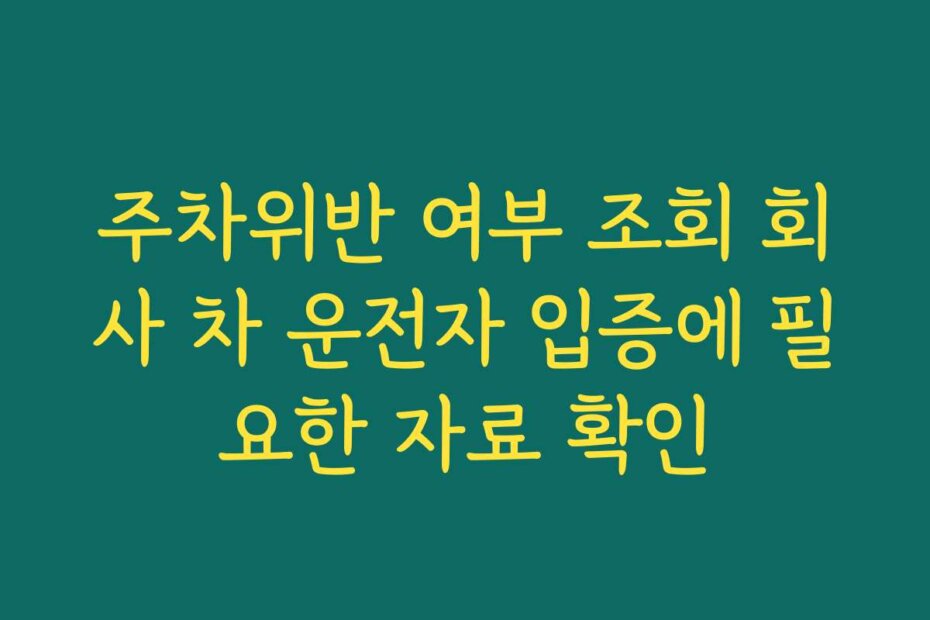 주차위반 여부 조회 회사 차 운전자 입증에 필요한 자료 확인