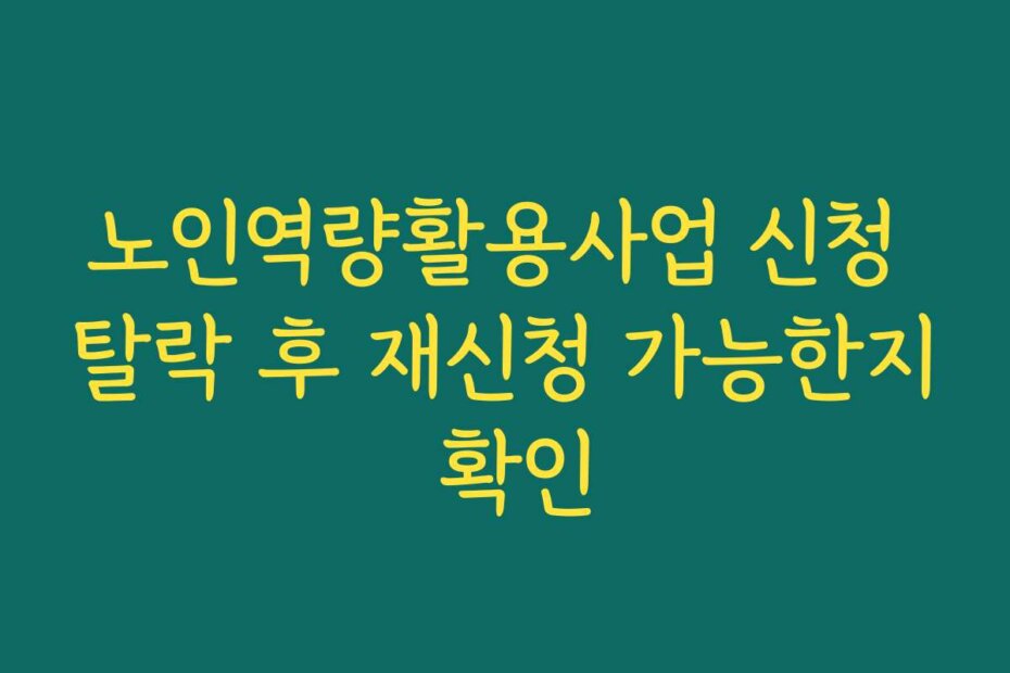노인역량활용사업 신청 탈락 후 재신청 가능한지 확인