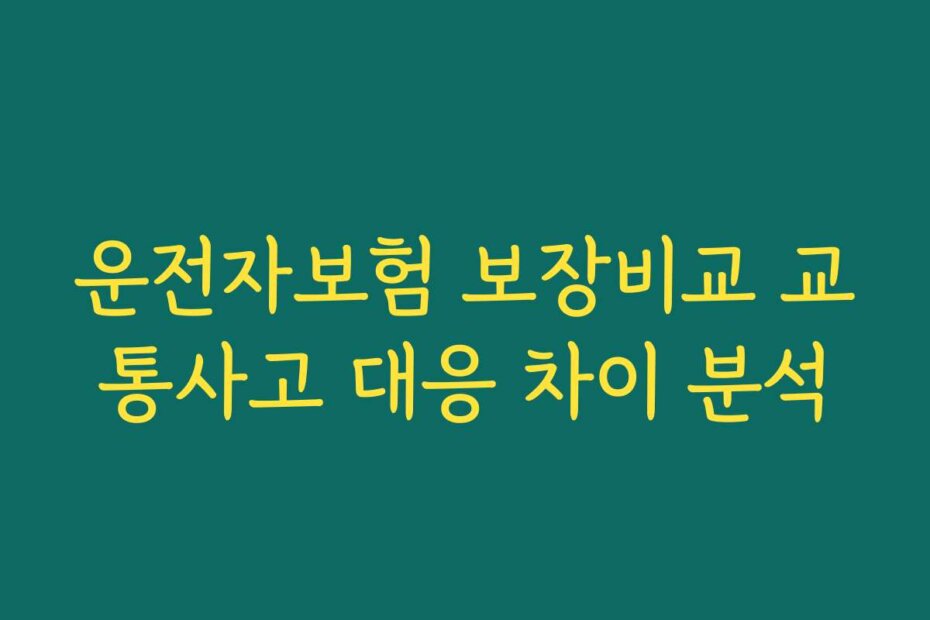 운전자보험 보장비교 교통사고 대응 차이 분석