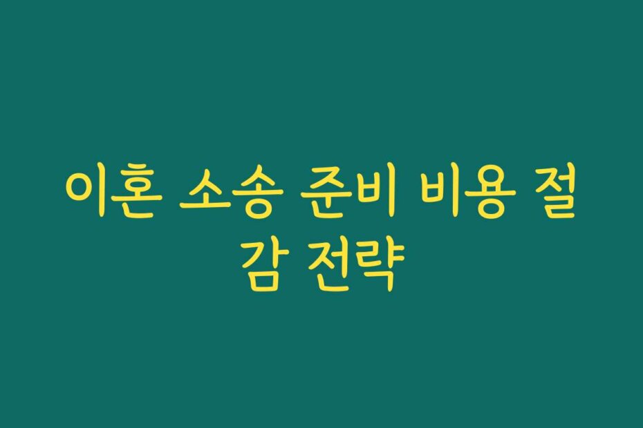 이혼 소송 준비 비용 절감 전략