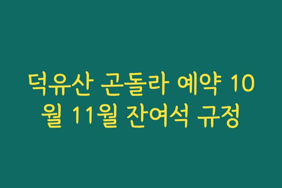 덕유산 곤돌라 예약 10월 11월 잔여석 규정