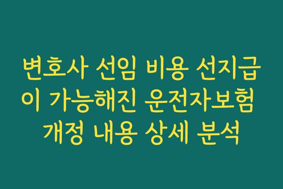 변호사 선임 비용 선지급이 가능해진 운전자보험 개정 내용 상세 분석