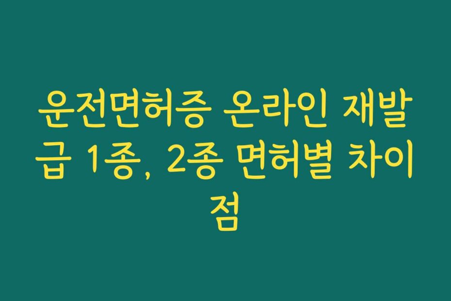 운전면허증 온라인 재발급 1종, 2종 면허별 차이점
