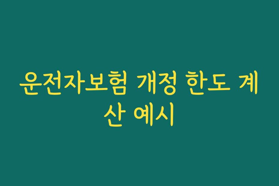 운전자보험 개정 한도 계산 예시