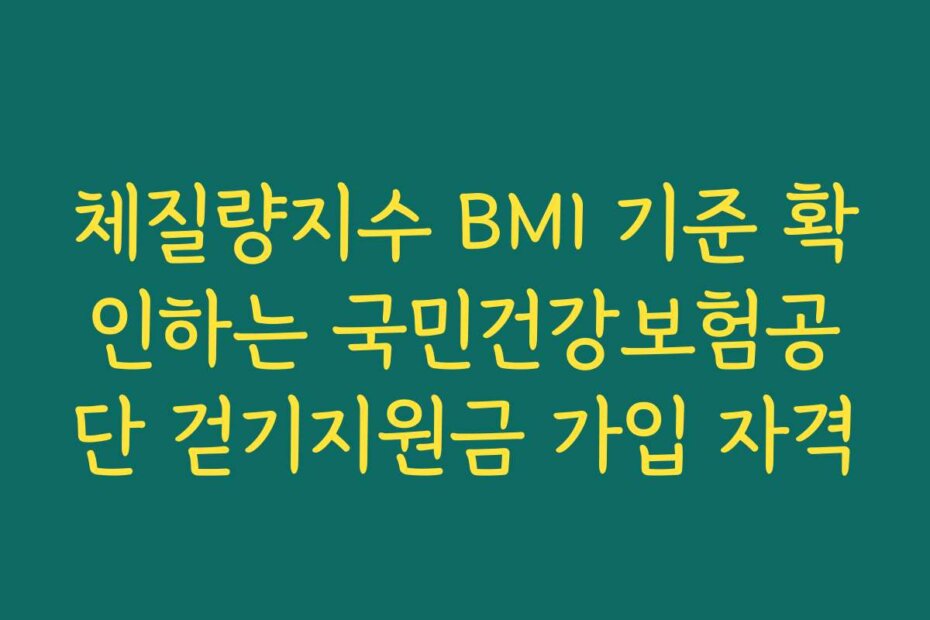 체질량지수 BMI 기준 확인하는 국민건강보험공단 걷기지원금 가입 자격