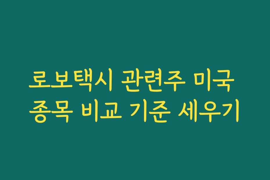 로보택시 관련주 미국 종목 비교 기준 세우기