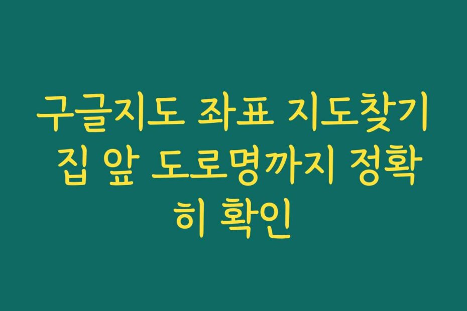 구글지도 좌표 지도찾기 집 앞 도로명까지 정확히 확인
