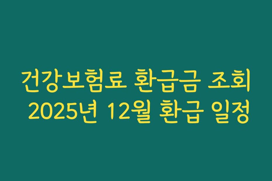 건강보험료 환급금 조회 2025년 12월 환급 일정