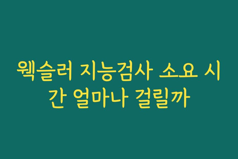 웩슬러 지능검사 소요 시간 얼마나 걸릴까