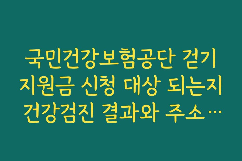국민건강보험공단 걷기지원금 신청 대상 되는지 건강검진 결과와 주소지로 확인하는 법