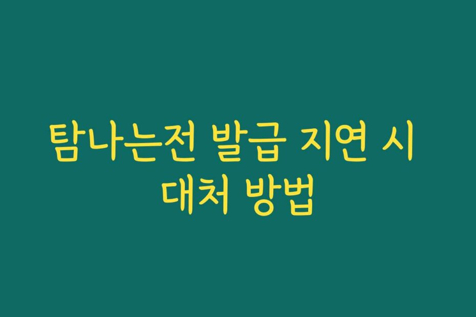 탐나는전 발급 지연 시 대처 방법