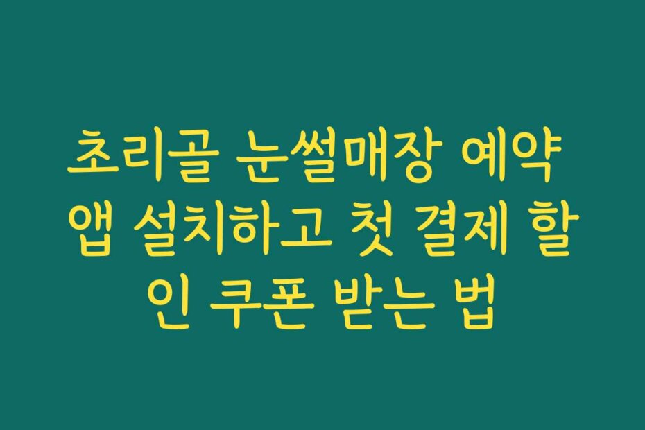 초리골 눈썰매장 예약 앱 설치하고 첫 결제 할인 쿠폰 받는 법