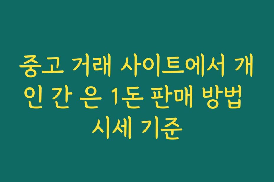 중고 거래 사이트에서 개인 간 은 1돈 판매 방법 시세 기준