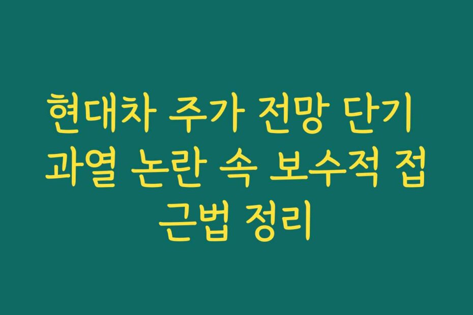 현대차 주가 전망 단기 과열 논란 속 보수적 접근법 정리