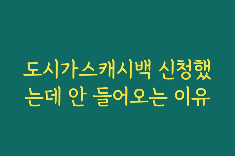 도시가스캐시백 신청했는데 안 들어오는 이유