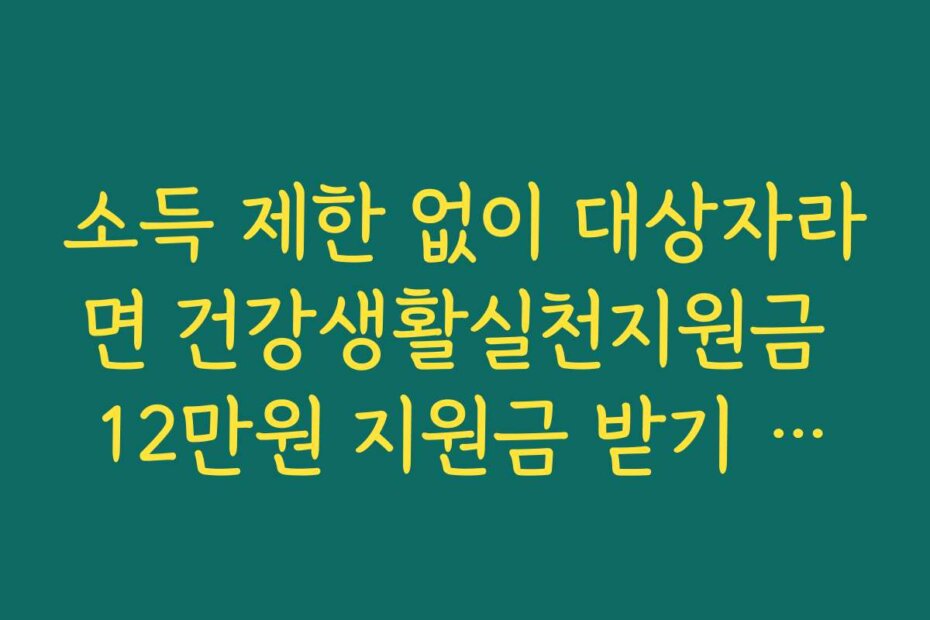 소득 제한 없이 대상자라면 건강생활실천지원금 12만원 지원금 받기 바로 가능합니다