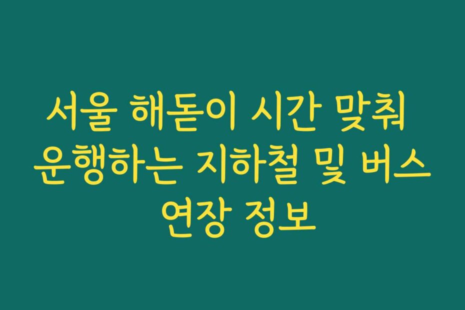 서울 해돋이 시간 맞춰 운행하는 지하철 및 버스 연장 정보