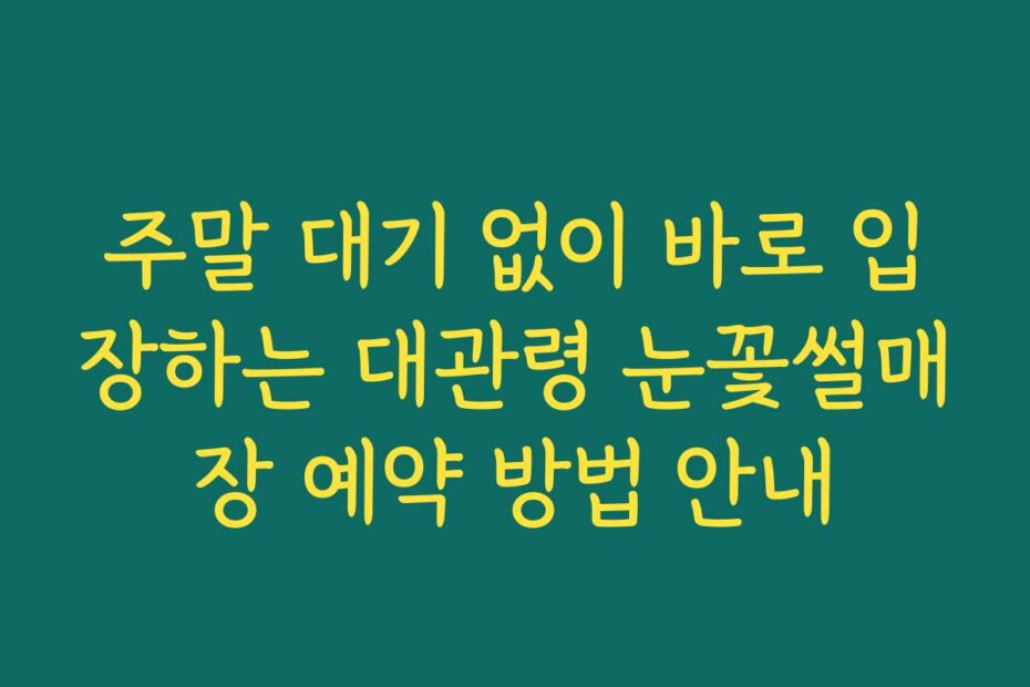 주말 대기 없이 바로 입장하는 대관령 눈꽃썰매장 예약 방법 안내