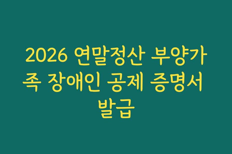 2026 연말정산 부양가족 장애인 공제 증명서 발급