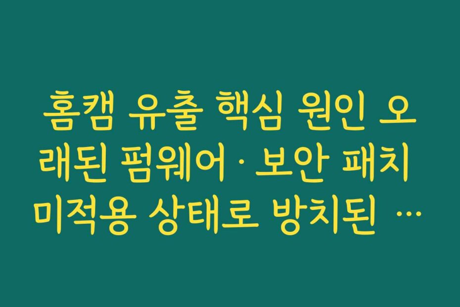 홈캠 유출 핵심 원인 오래된 펌웨어·보안 패치 미적용 상태로 방치된 기기