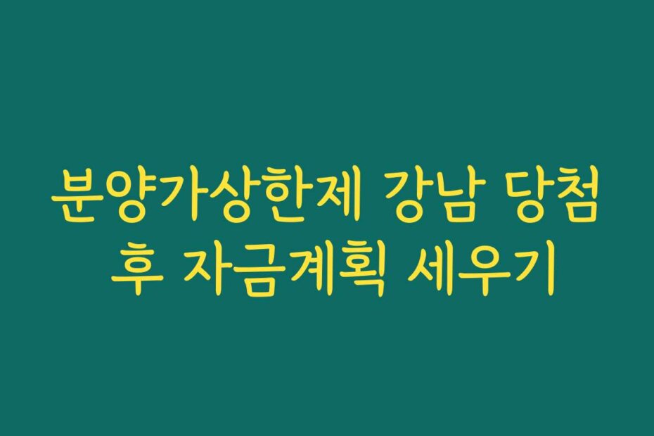 분양가상한제 강남 당첨 후 자금계획 세우기