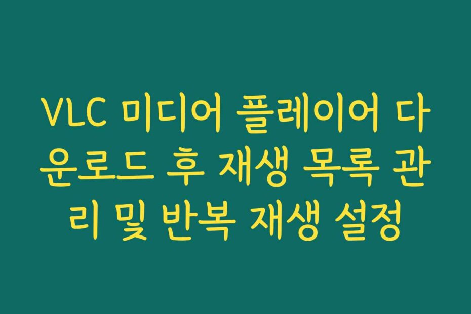 VLC 미디어 플레이어 다운로드 후 재생 목록 관리 및 반복 재생 설정