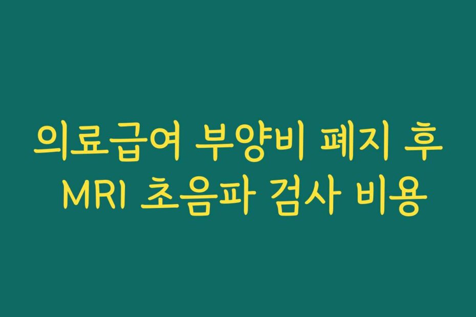 의료급여 부양비 폐지 후 MRI 초음파 검사 비용