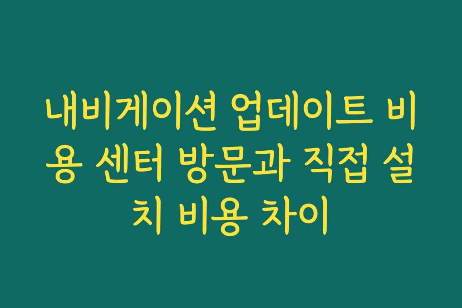 내비게이션 업데이트 비용 센터 방문과 직접 설치 비용 차이