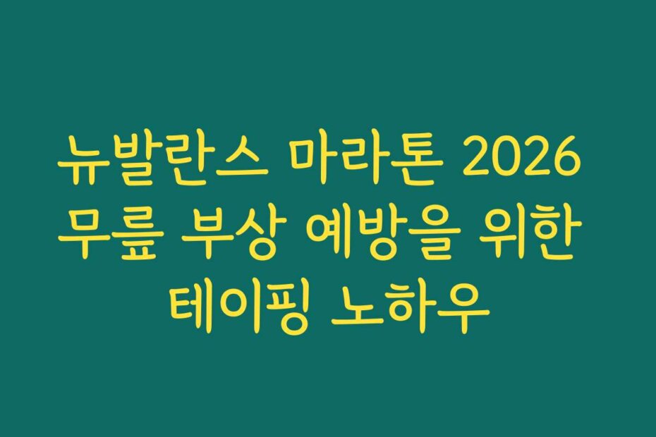 뉴발란스 마라톤 2026 무릎 부상 예방을 위한 테이핑 노하우