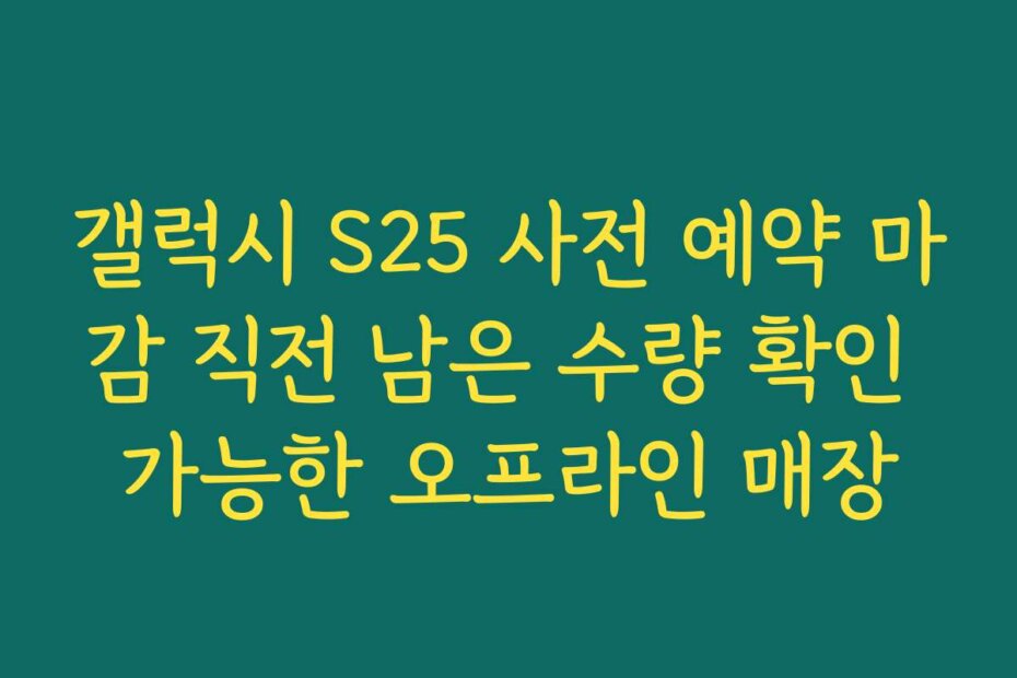 갤럭시 S25 사전 예약 마감 직전 남은 수량 확인 가능한 오프라인 매장