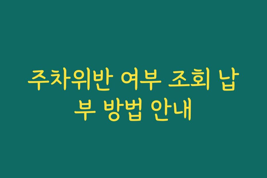 주차위반 여부 조회 납부 방법 안내