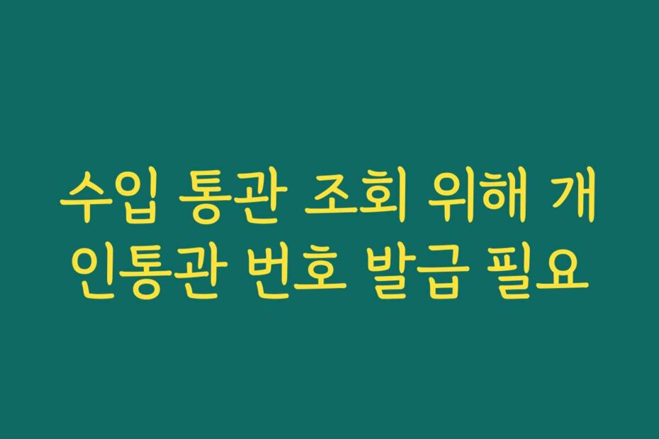 수입 통관 조회 위해 개인통관 번호 발급 필요
