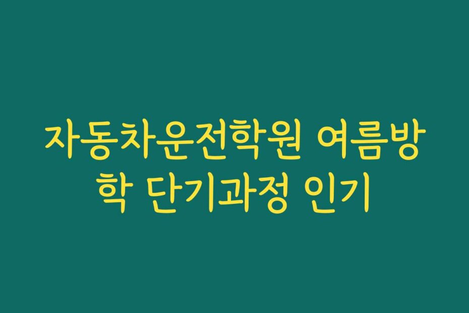 자동차운전학원 여름방학 단기과정 인기
