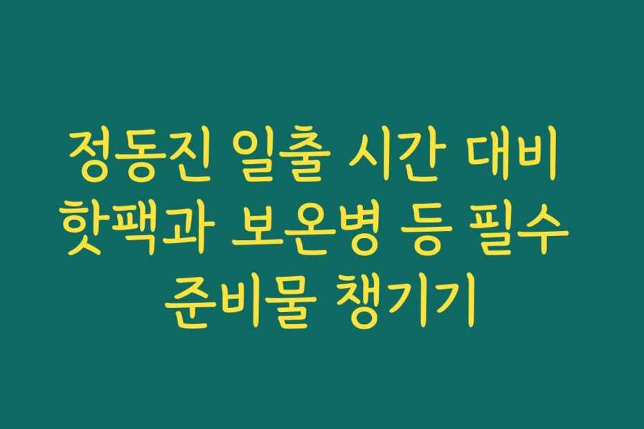 정동진 일출 시간 대비 핫팩과 보온병 등 필수 준비물 챙기기